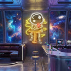 Astronaut Playing A Game Of Poker In Space Artwork Led Neon Sign Light 1