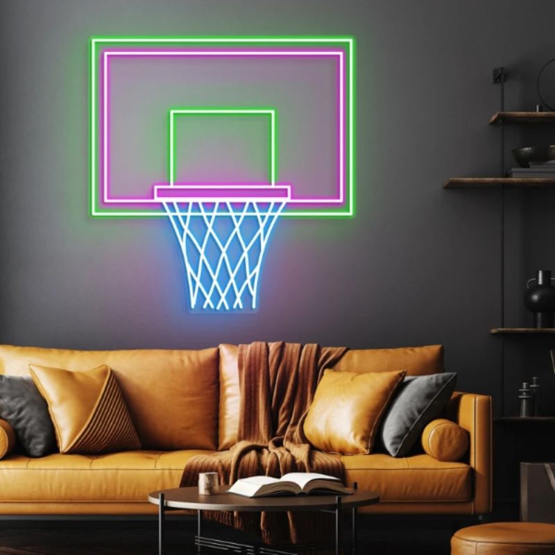 Basketball Hoop LED Neon Light Game Room Decor Sign 14