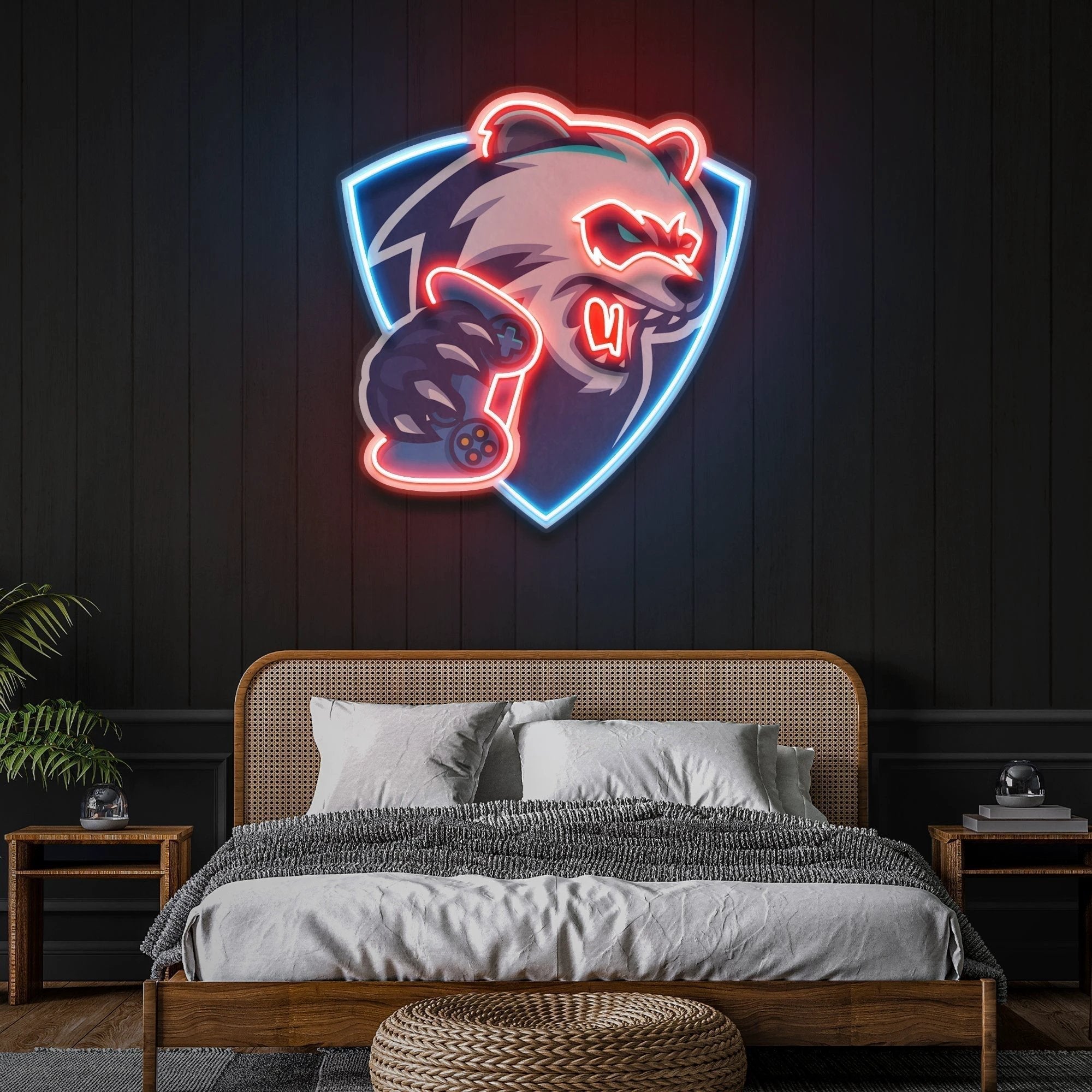Bear Gamer Artwork Led Neon Sign Light 1