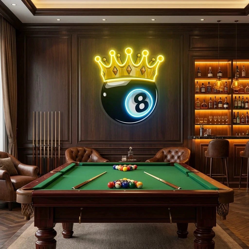 Billiards Wall Art, Billiards Balls Game Room Decor, Pub Decor Artwork Led Neon Sign Light 0