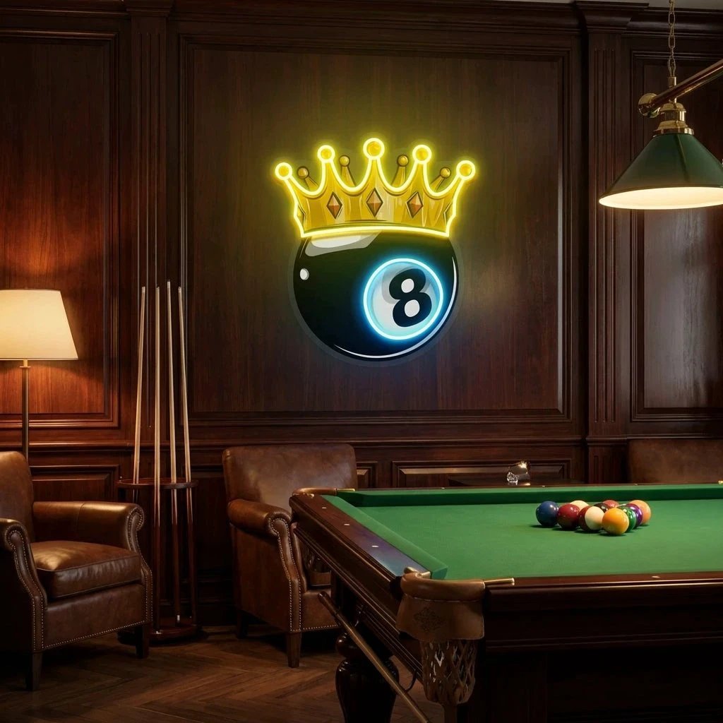 Billiards Wall Art, Billiards Balls Game Room Decor, Pub Decor Artwork Led Neon Sign Light 1