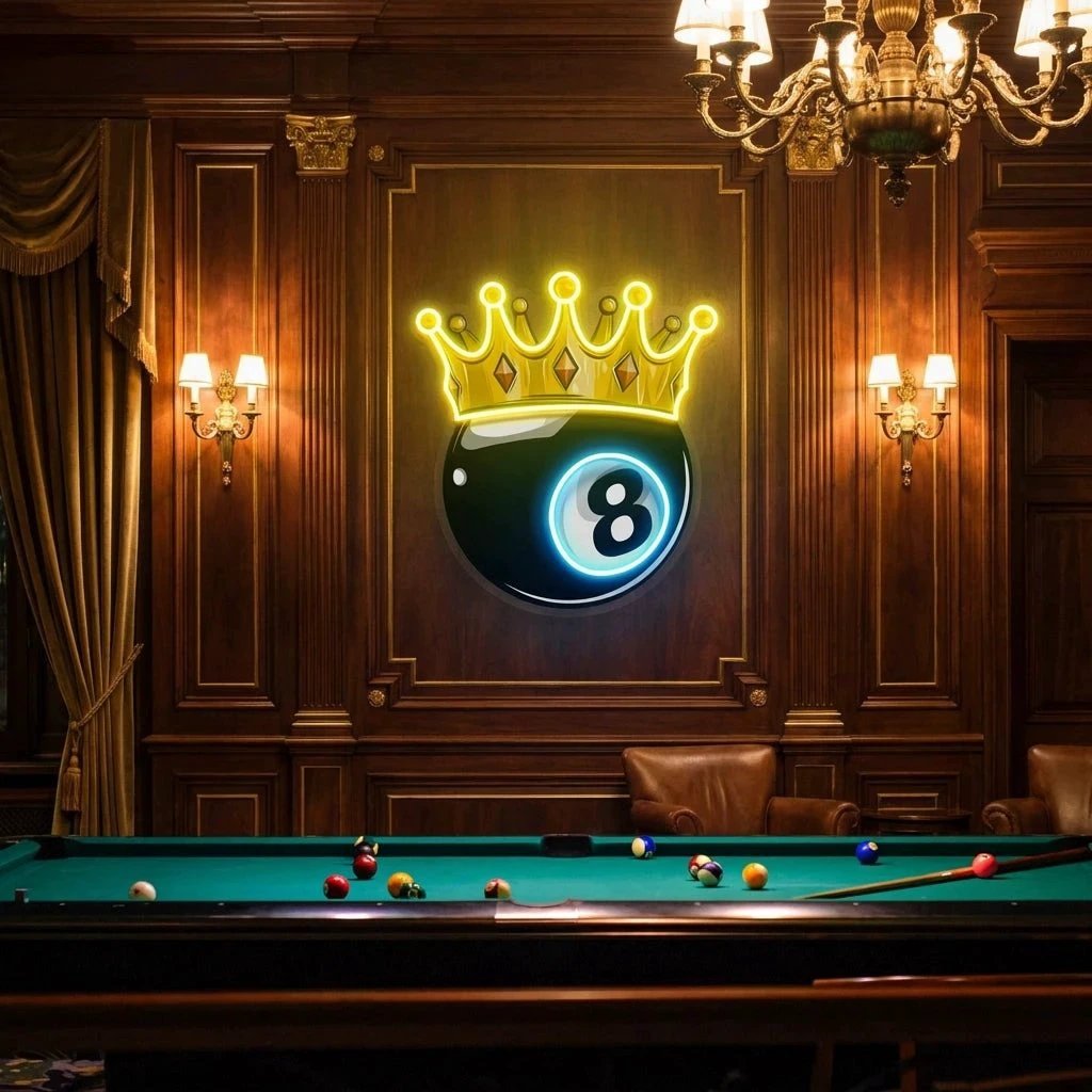 Billiards Wall Art, Billiards Balls Game Room Decor, Pub Decor Artwork Led Neon Sign Light 3