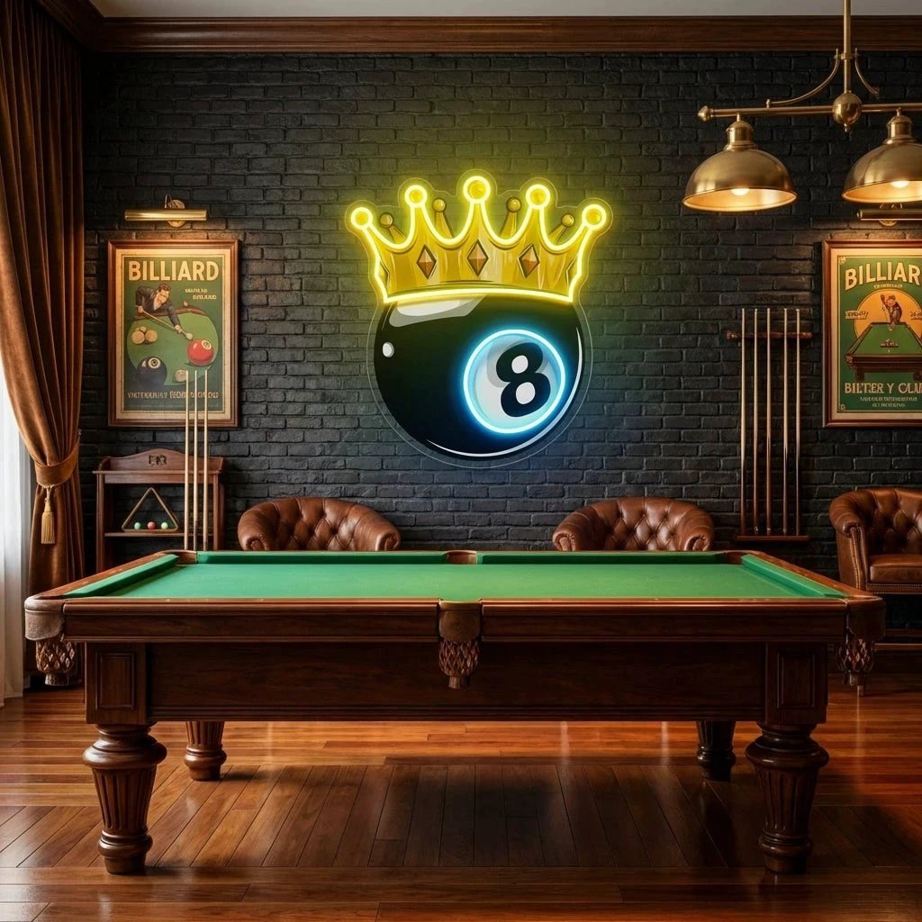 Billiards Wall Art, Billiards Balls Game Room Decor, Pub Decor Artwork Led Neon Sign Light 5