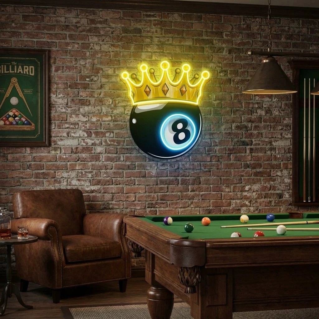 Billiards Wall Art, Billiards Balls Game Room Decor, Pub Decor Artwork Led Neon Sign Light 6