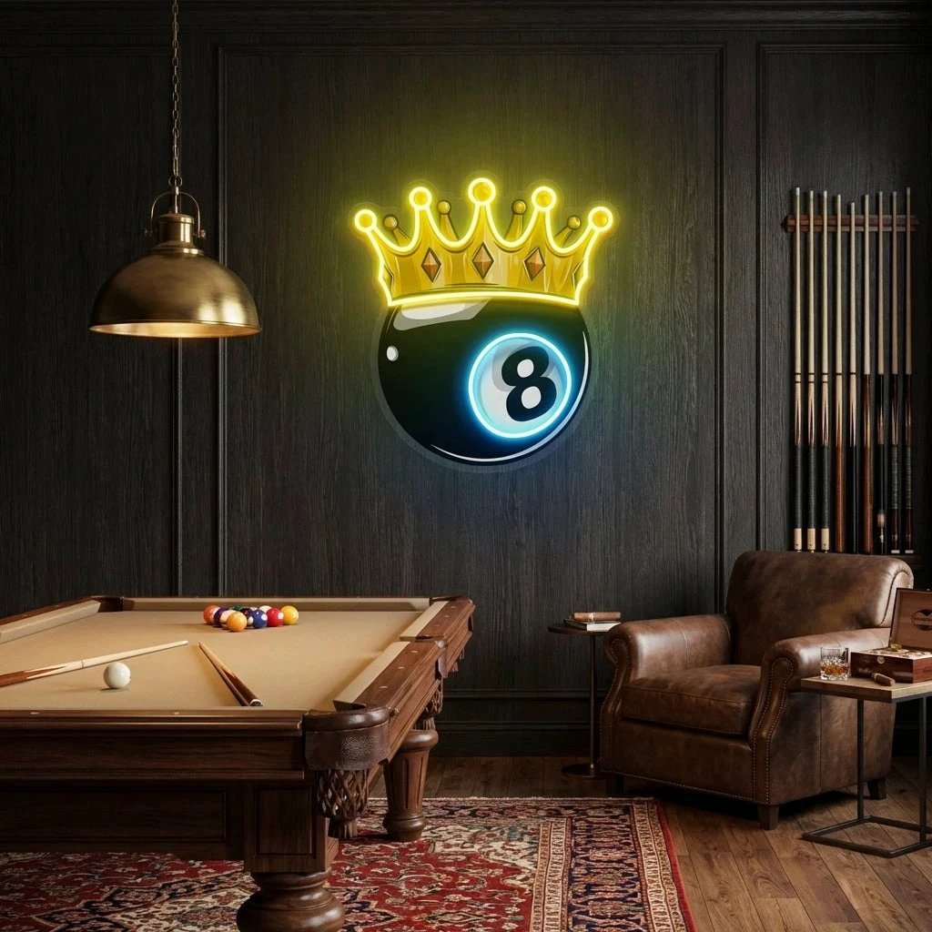 Billiards Wall Art, Billiards Balls Game Room Decor, Pub Decor Artwork Led Neon Sign Light 7