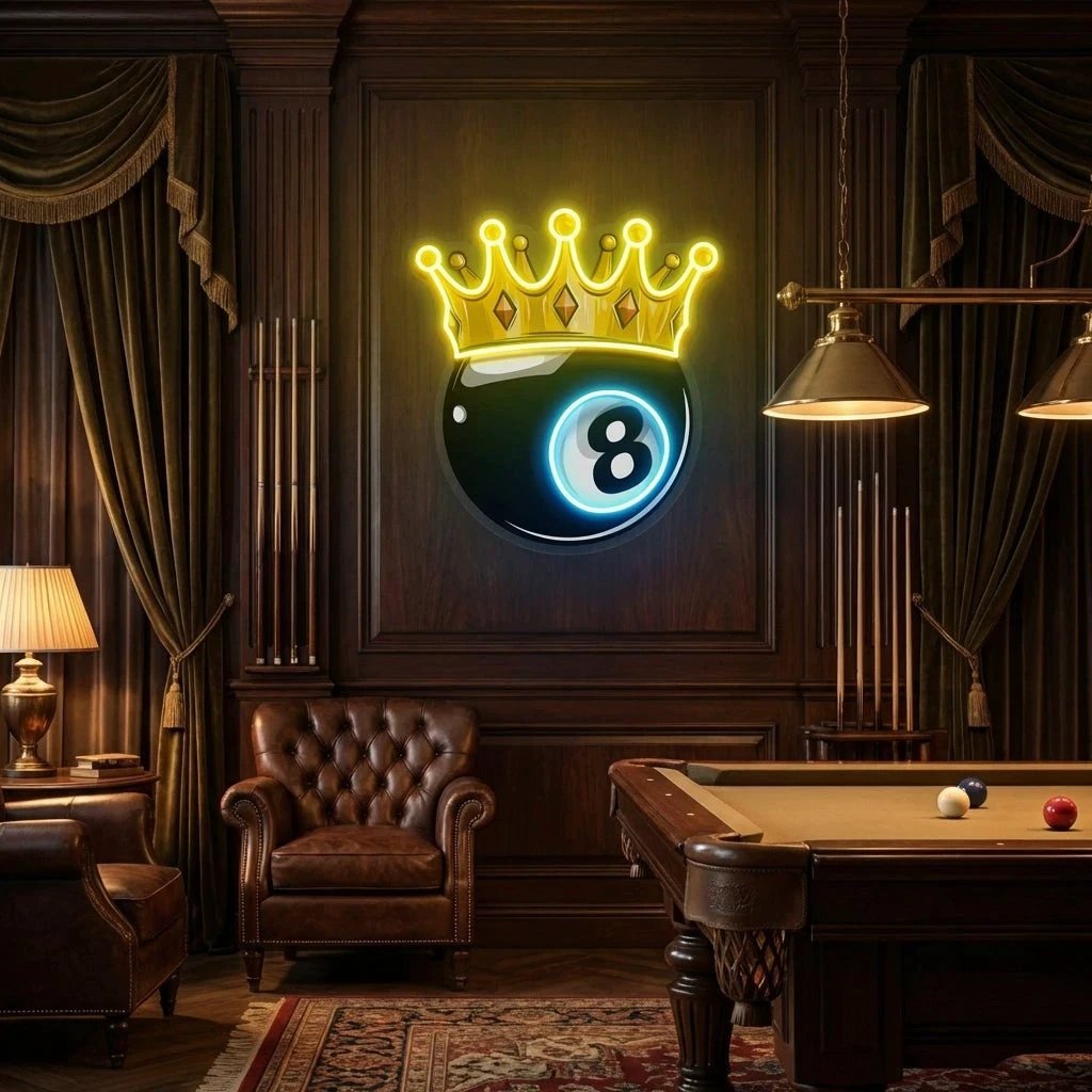 Billiards Wall Art, Billiards Balls Game Room Decor, Pub Decor Artwork Led Neon Sign Light 9