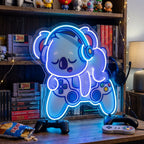 Cute Koala Sleeping Game LED Neon Sign Light Pop Art 0