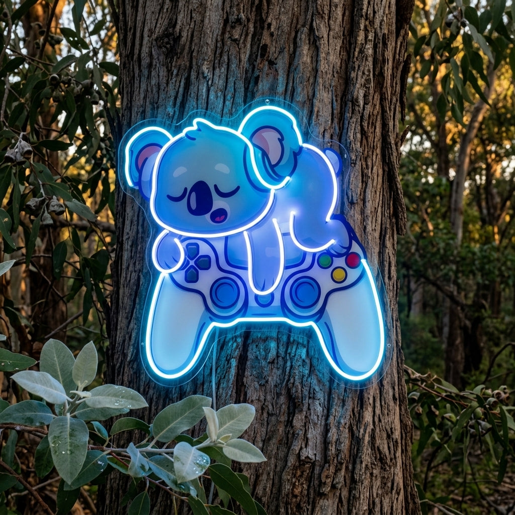 Cute Koala Sleeping Game LED Neon Sign Light Pop Art 2