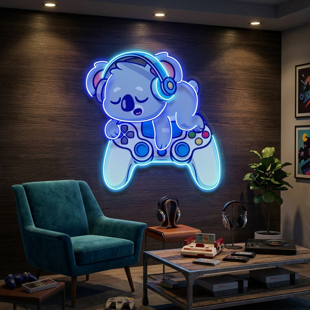 Cute Koala Sleeping Game LED Neon Sign Light Pop Art 7