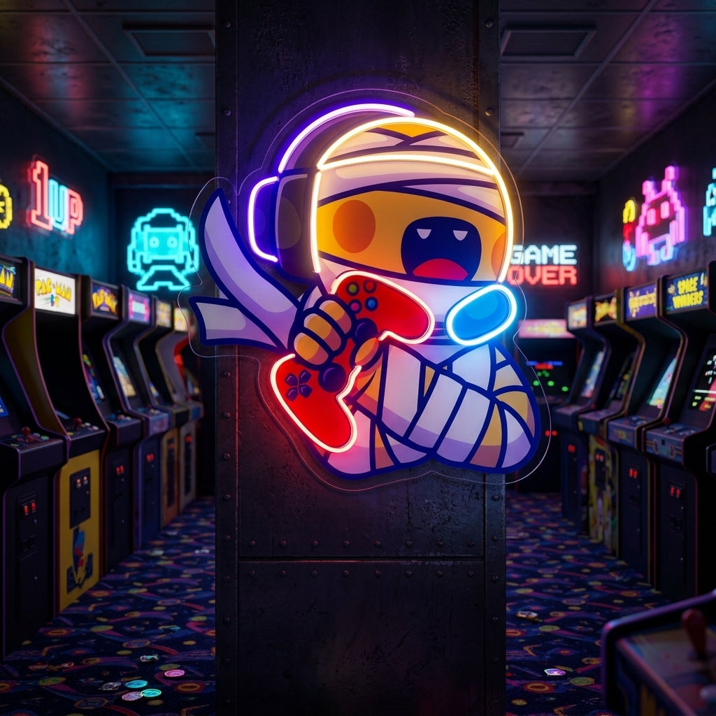 Cute Mummy Gaming LED Neon Sign Light Pop Art 0
