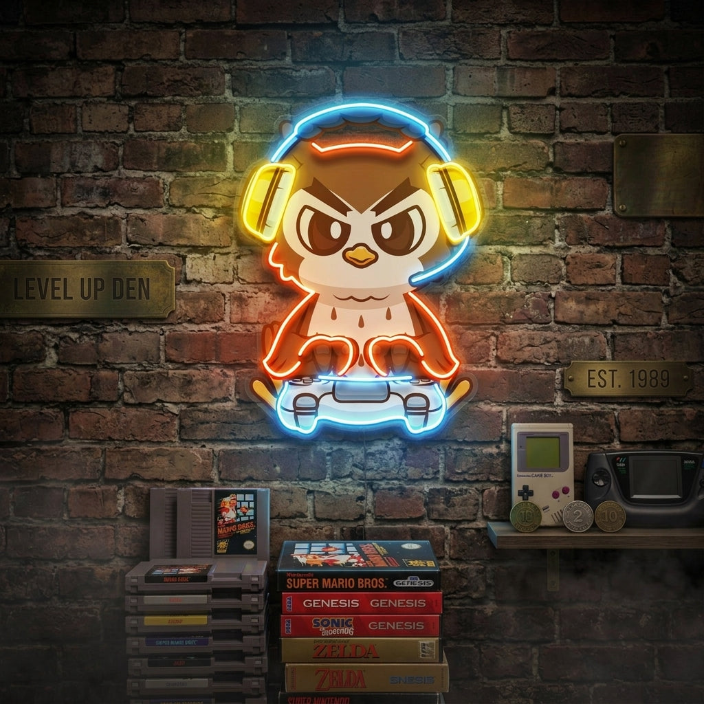 Cute Owl Gaming Cartoon LED Neon Sign Light Pop Art 10