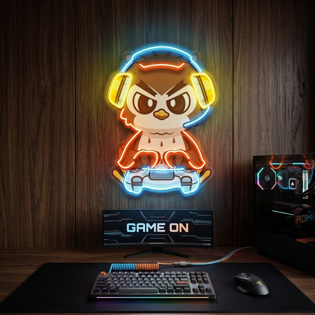 Cute Owl Gaming Cartoon LED Neon Sign Light Pop Art 11
