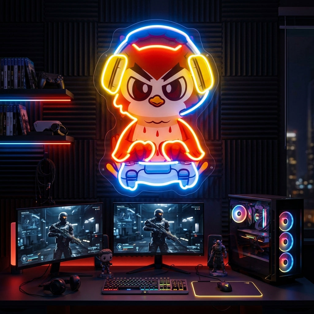 Cute Owl Gaming Cartoon LED Neon Sign Light Pop Art 12
