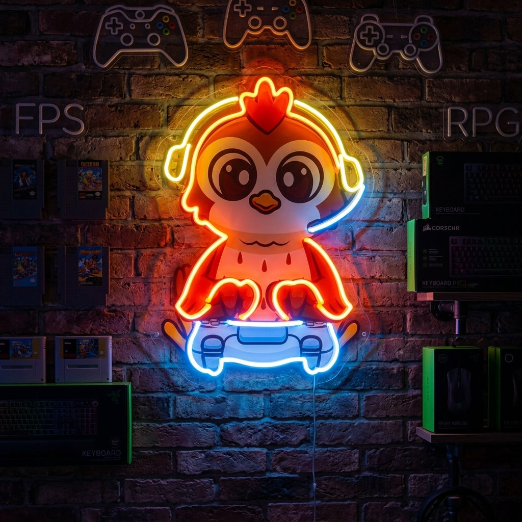 Cute Owl Gaming Cartoon LED Neon Sign Light Pop Art 2