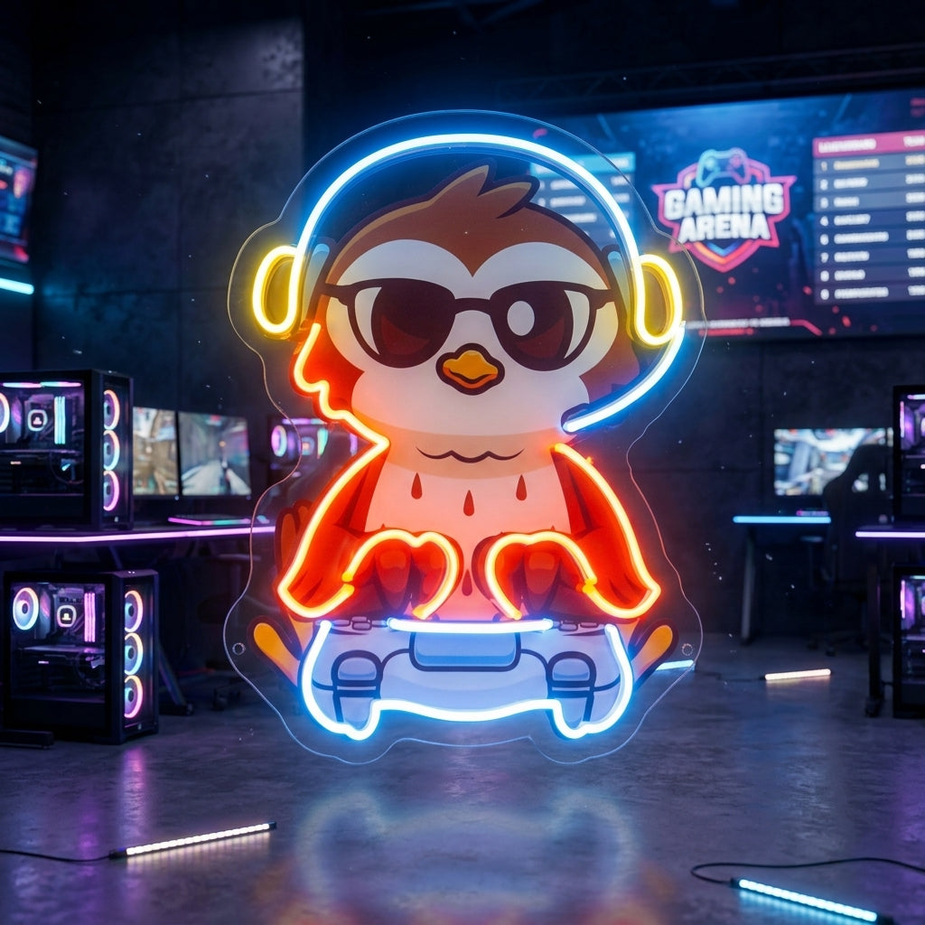 Cute Owl Gaming Cartoon LED Neon Sign Light Pop Art 7