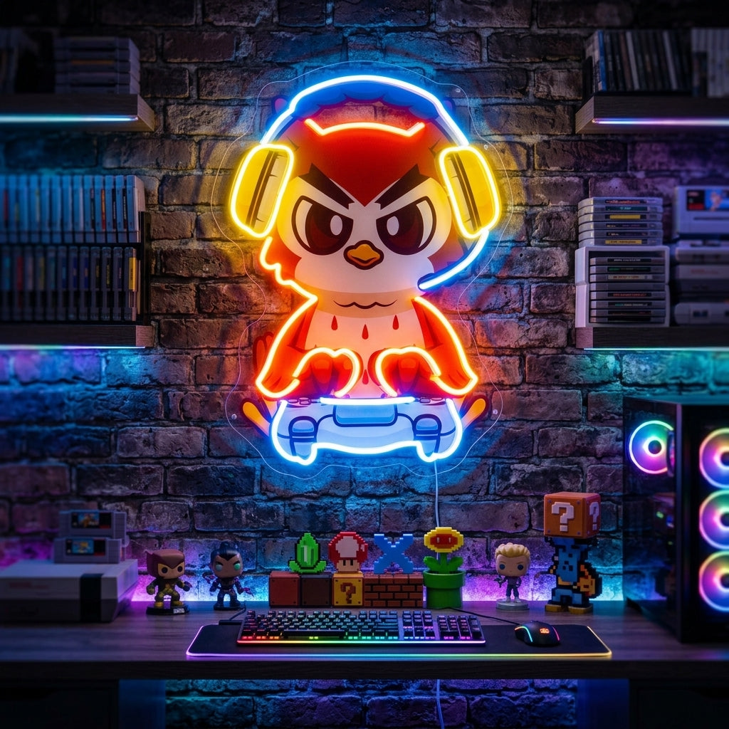 Cute Owl Gaming Cartoon LED Neon Sign Light Pop Art 8