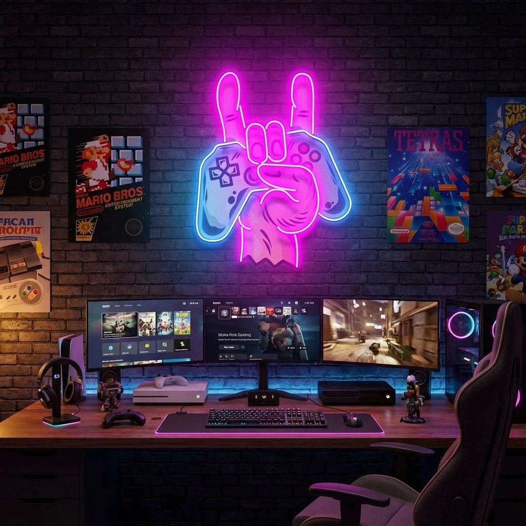 Game Hand Sign Artwork Led Neon Sign Light 0