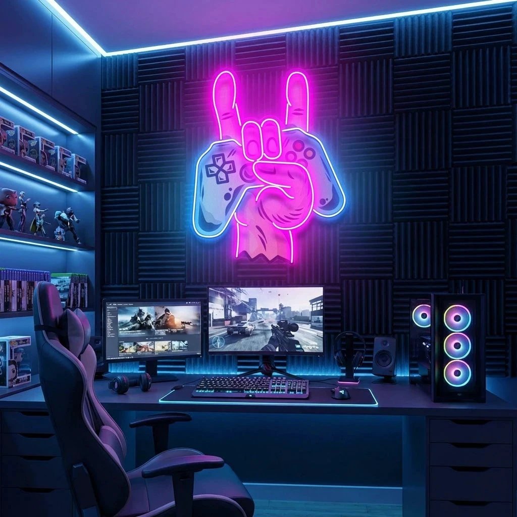 Game Hand Sign Artwork Led Neon Sign Light 1
