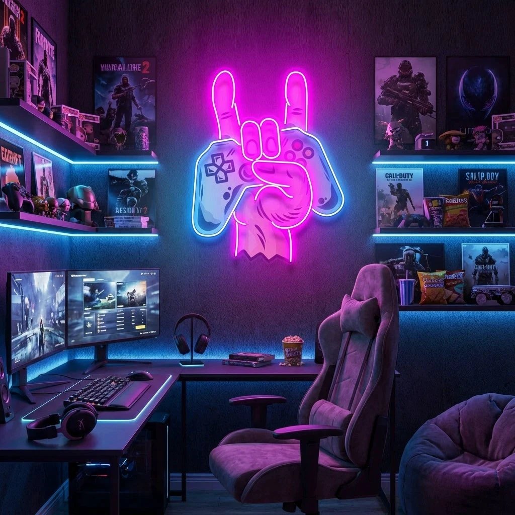 Game Hand Sign Artwork Led Neon Sign Light 2