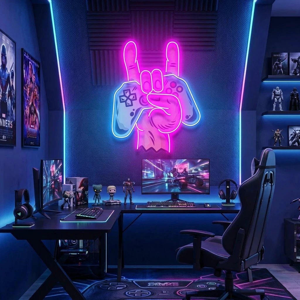 Game Hand Sign Artwork Led Neon Sign Light 3