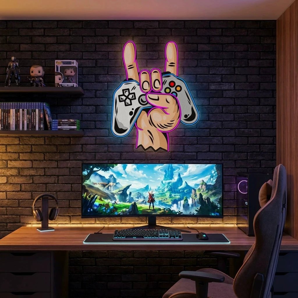 Game Hand Sign Artwork Led Neon Sign Light 4