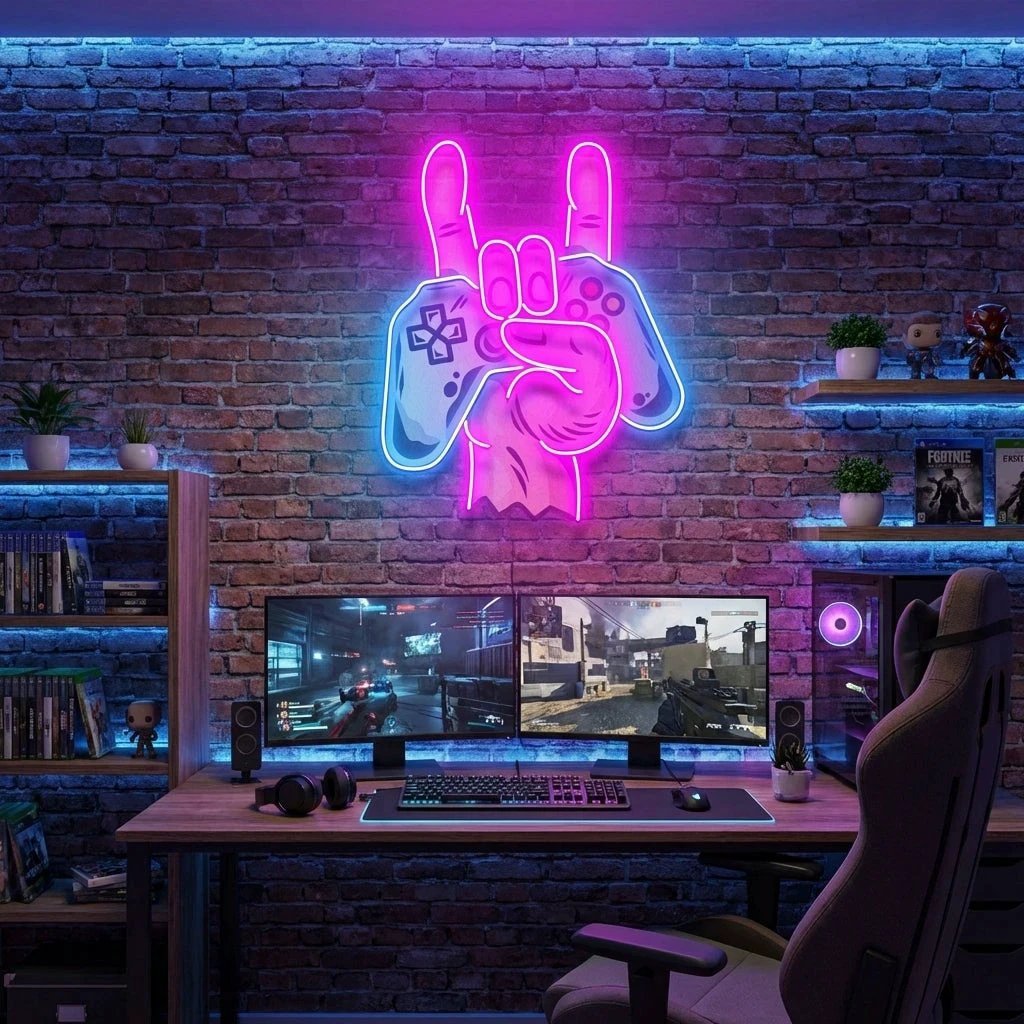 Game Hand Sign Artwork Led Neon Sign Light 8