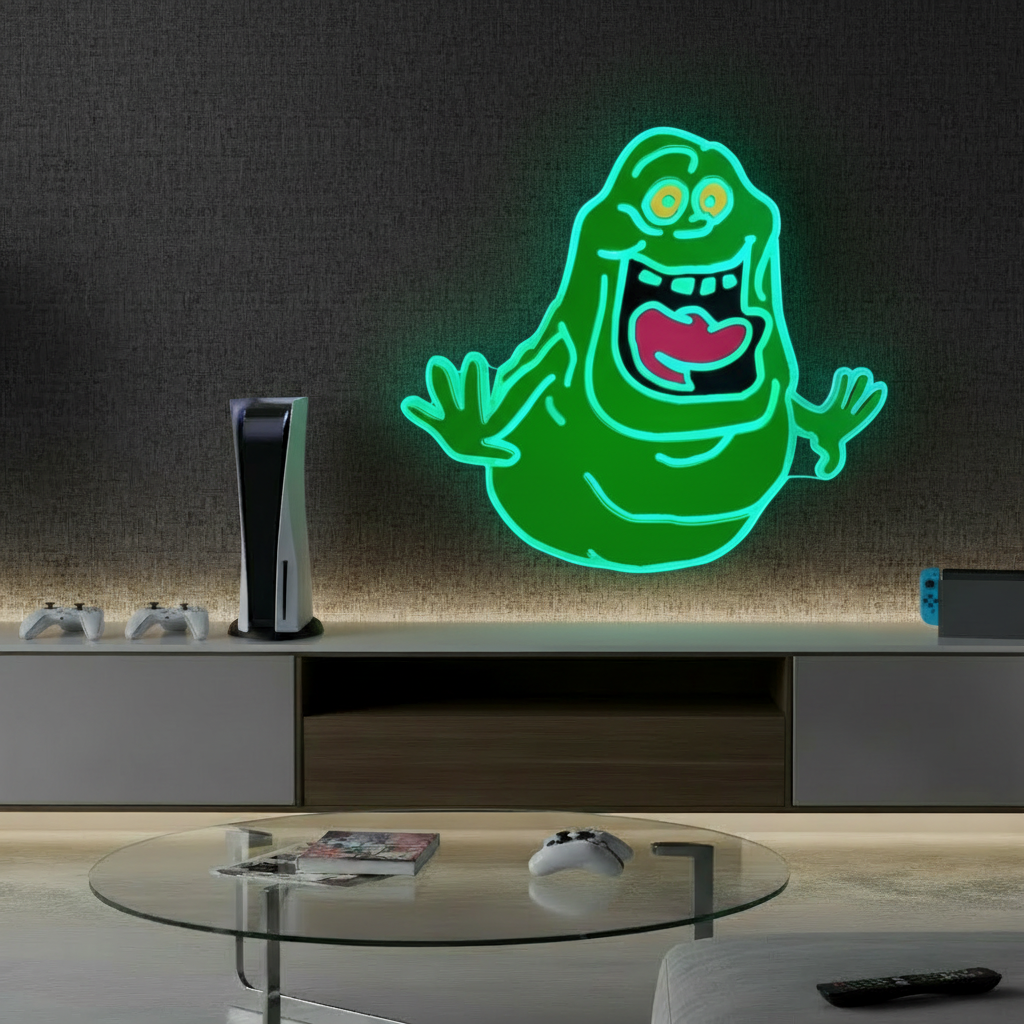 Ghostbusters Slimer Sign Led Sign for Gaming Room Wall Decor 0