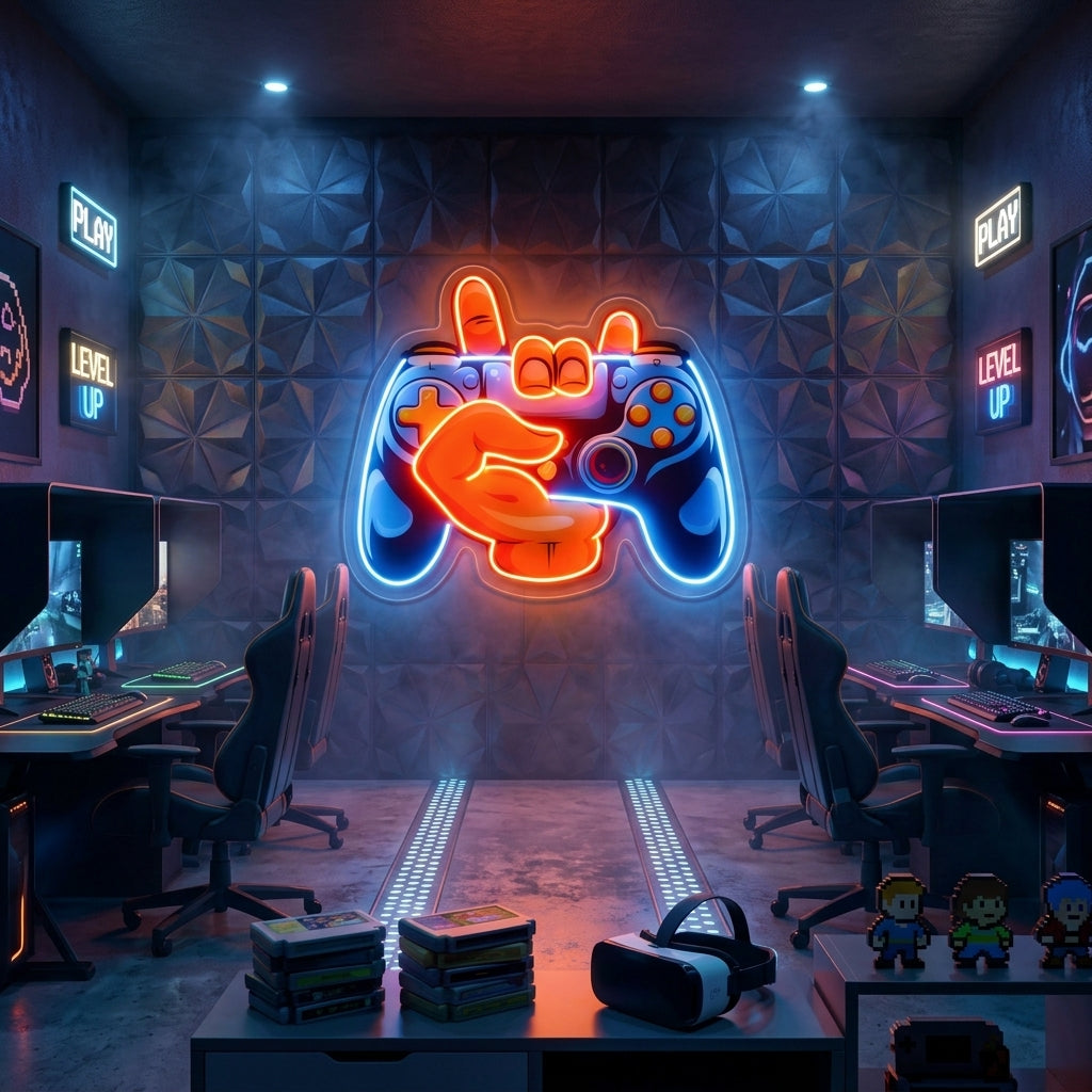 Hand Holding Game LED Neon Sign Light Pop Art 1