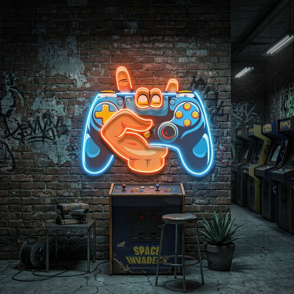 Hand Holding Game LED Neon Sign Light Pop Art 11