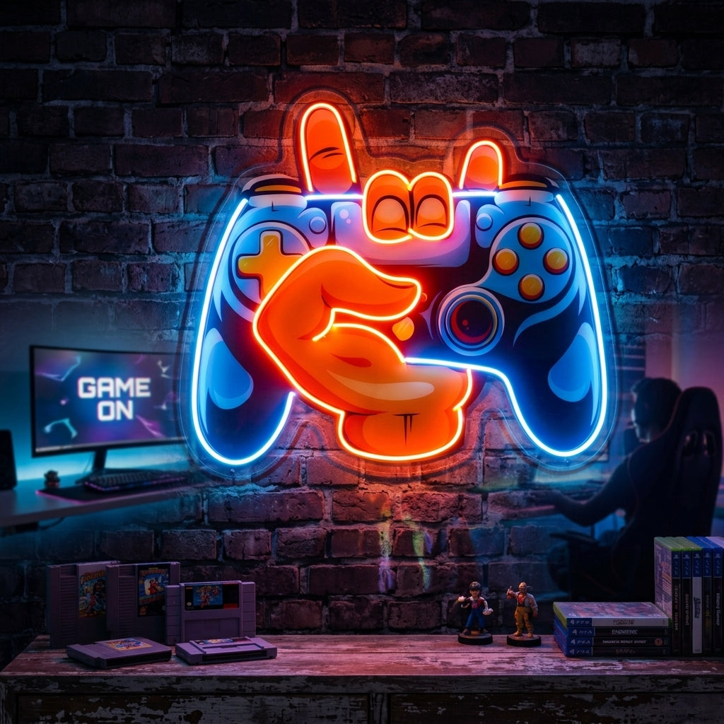 Hand Holding Game LED Neon Sign Light Pop Art 2