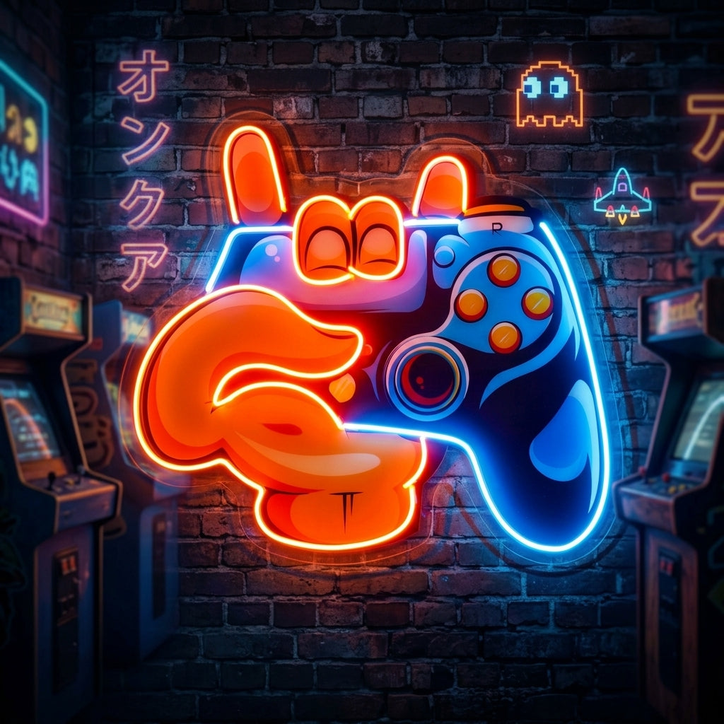 Hand Holding Game LED Neon Sign Light Pop Art 3