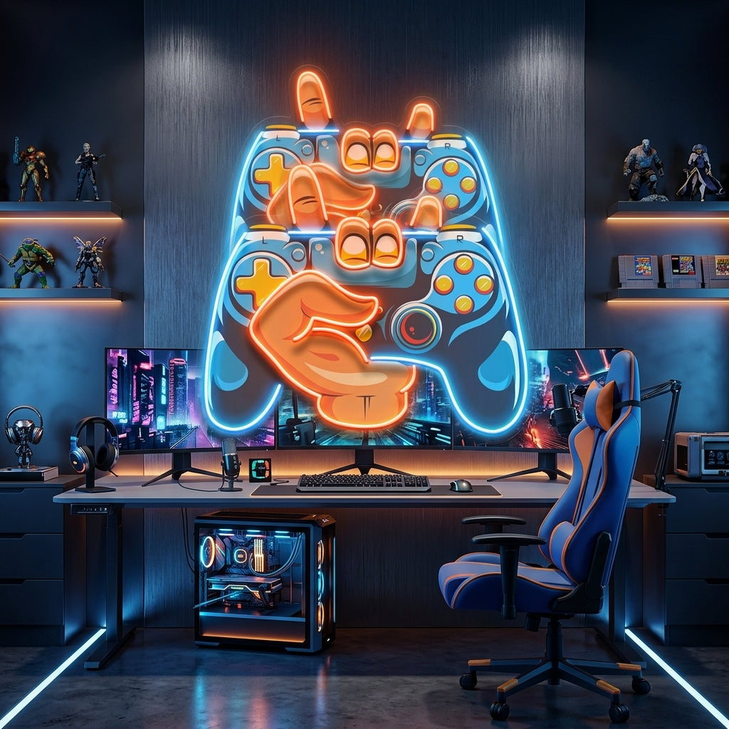Hand Holding Game LED Neon Sign Light Pop Art 4
