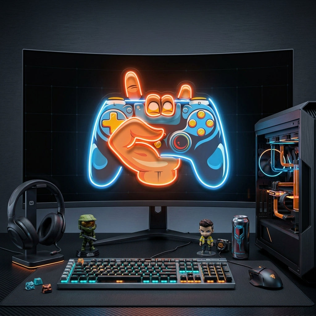 Hand Holding Game LED Neon Sign Light Pop Art 6