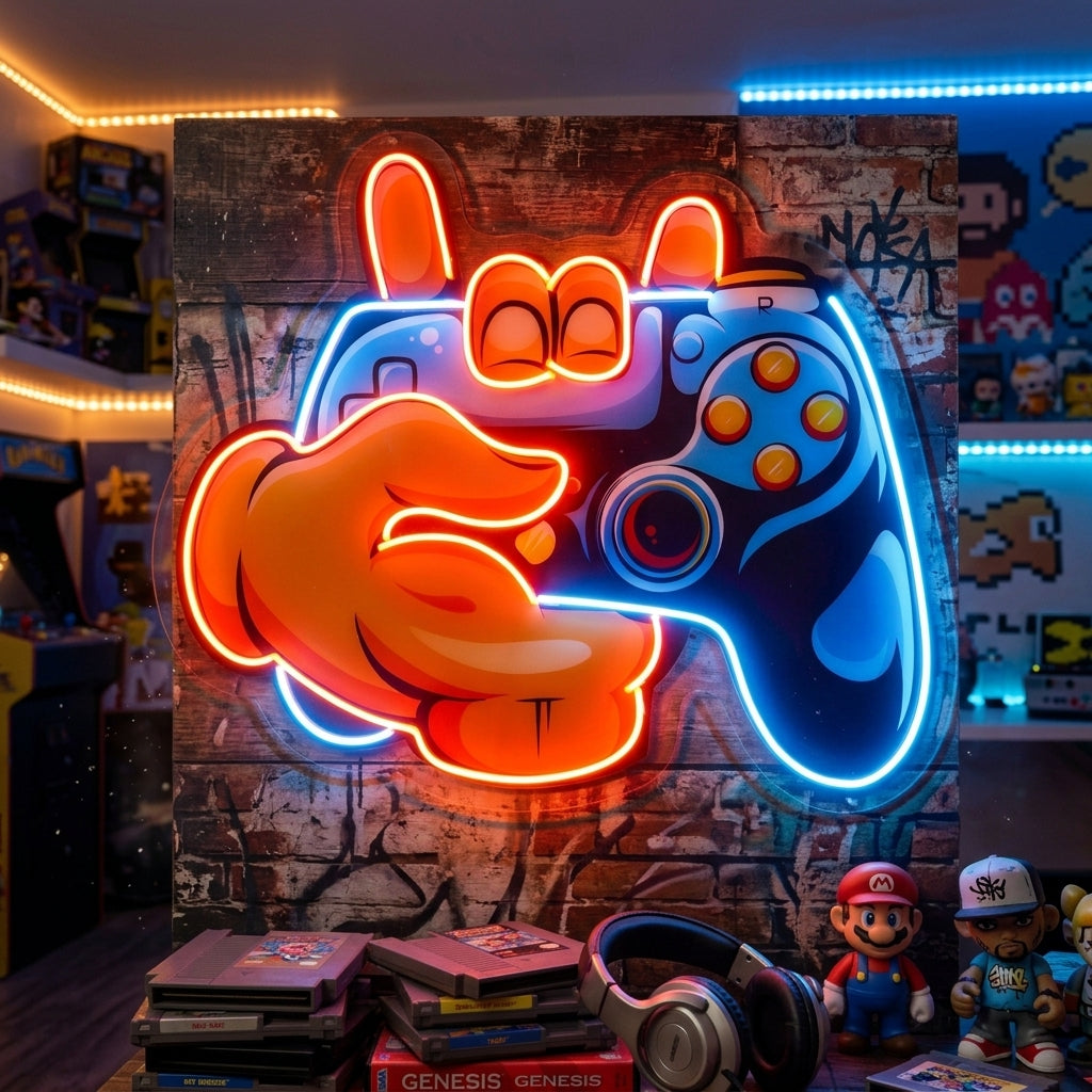 Hand Holding Game LED Neon Sign Light Pop Art 8