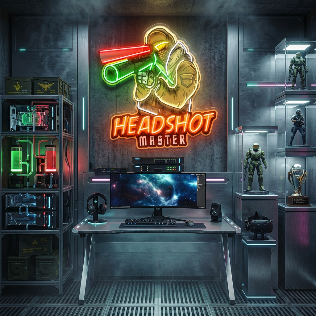 Headshot Master Gaming LED Neon Sign Light Pop Art 4