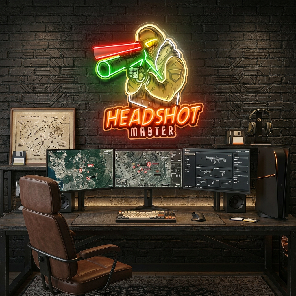Headshot Master Gaming LED Neon Sign Light Pop Art 5