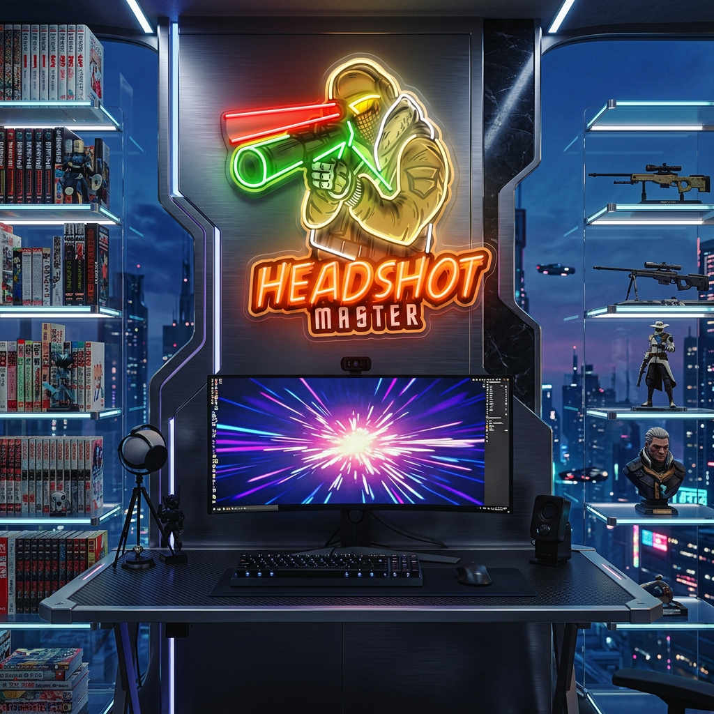 Headshot Master Gaming LED Neon Sign Light Pop Art 7