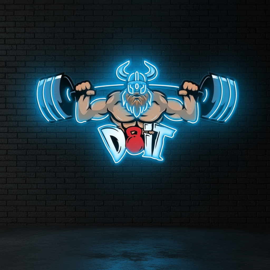 Lifting Barbell LED Neon Sign Gym Game Room Decor Sign 4