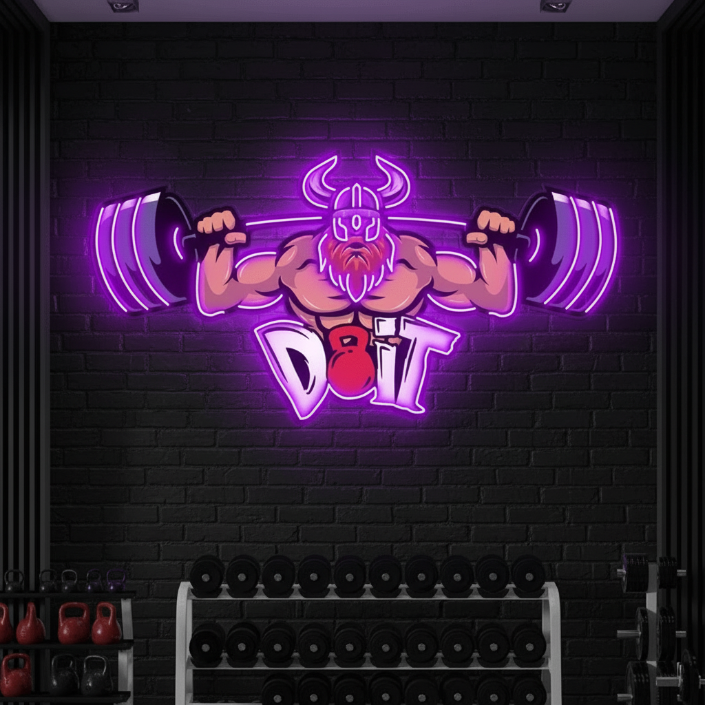 Lifting Barbell LED Neon Sign Gym Game Room Decor Sign 6