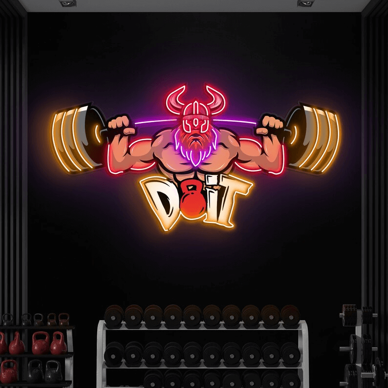 Lifting Barbell LED Neon Sign Gym Game Room Decor Sign 7