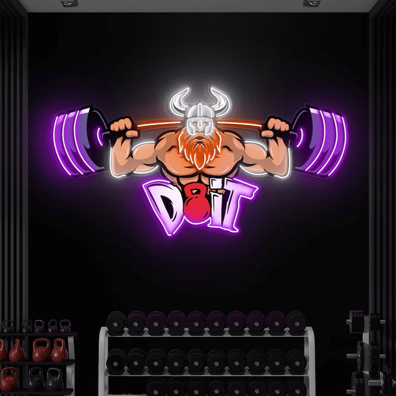 Lifting Barbell LED Neon Sign Gym Game Room Decor Sign 8