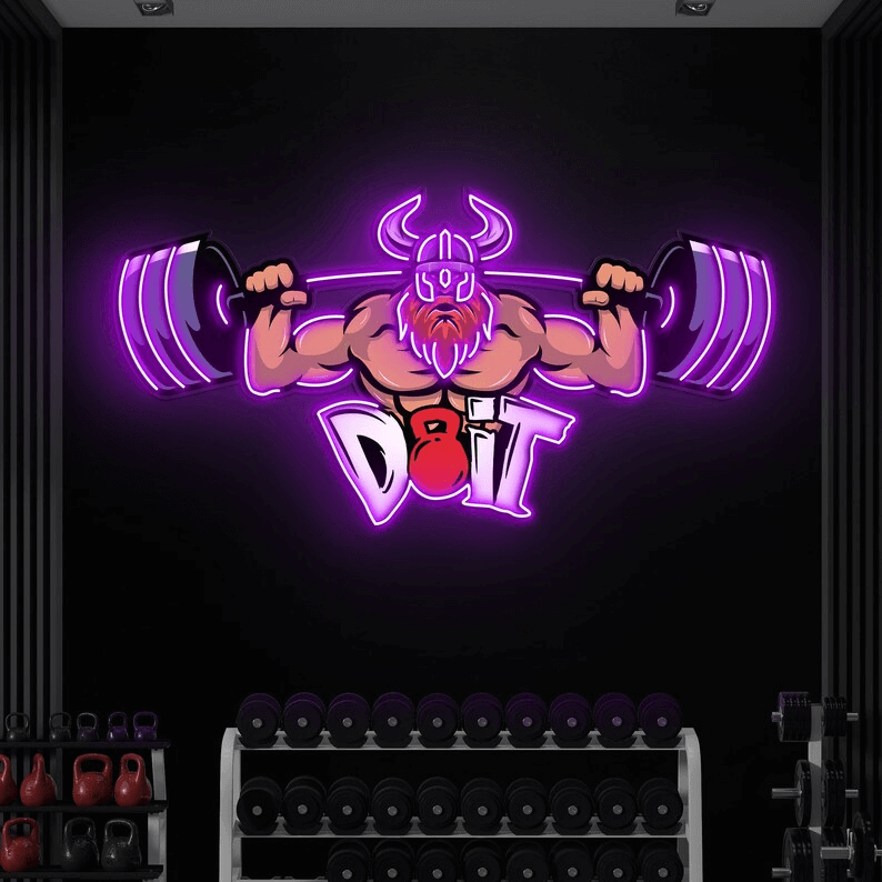 Lifting Barbell LED Neon Sign Gym Game Room Decor Sign 9