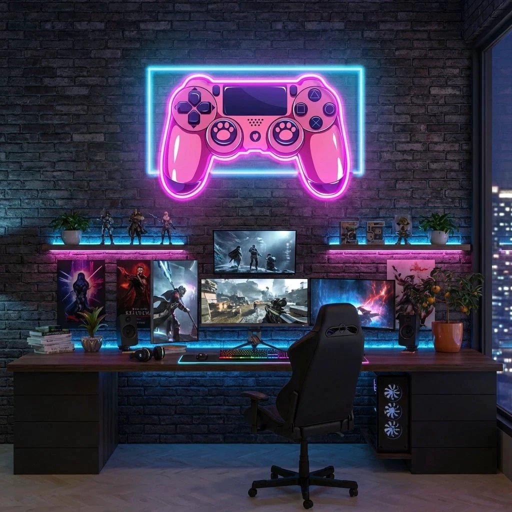 Pink Controller Art Work Led Neon Sign Light 0