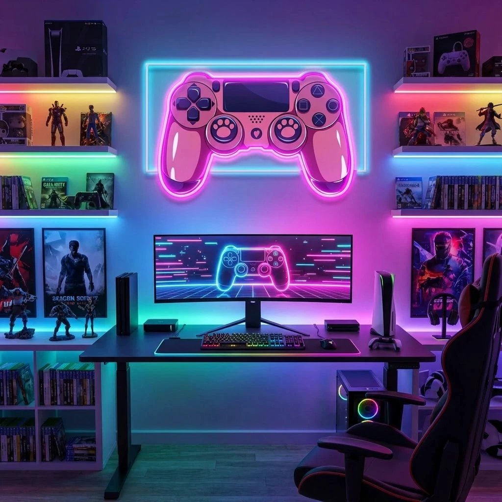 Pink Controller Art Work Led Neon Sign Light 2