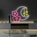 Sakura and Moon Neon Sign for Gaming Room Decor 0