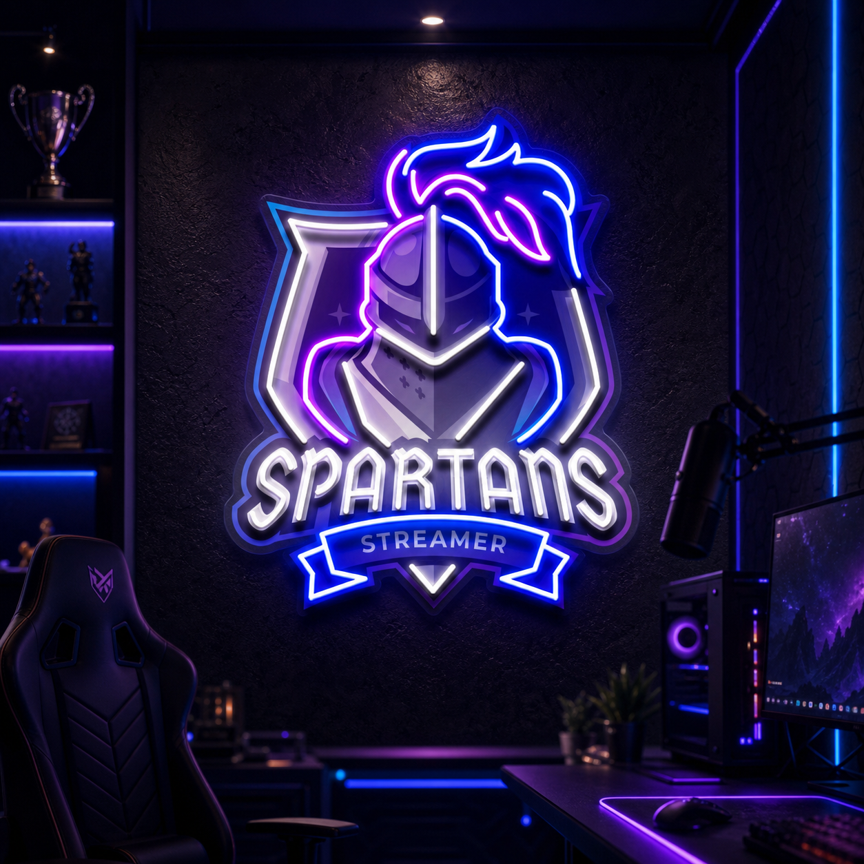 Spartans Gaming Streamer LED Neon Sign Light Pop Art 0