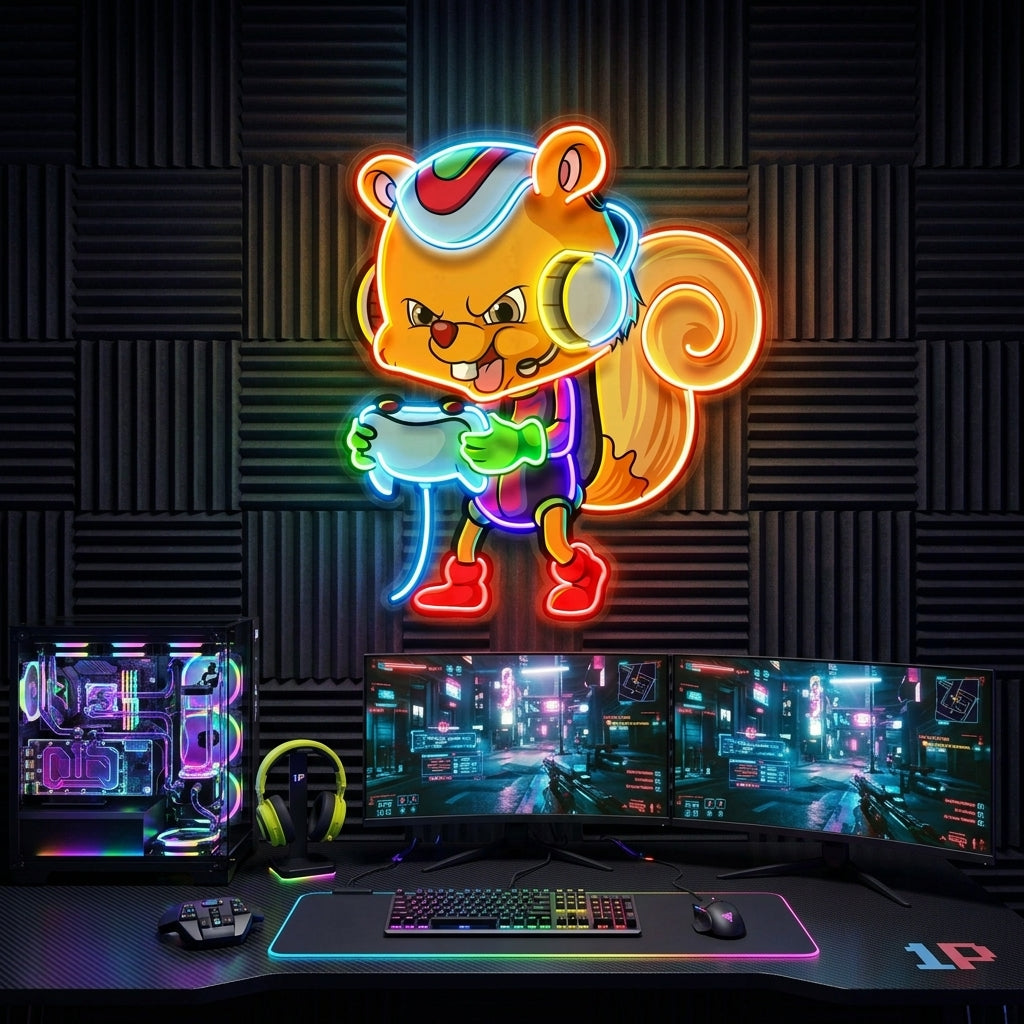The Gamers Squirrel Esport LED Neon Sign Light Pop Art 10