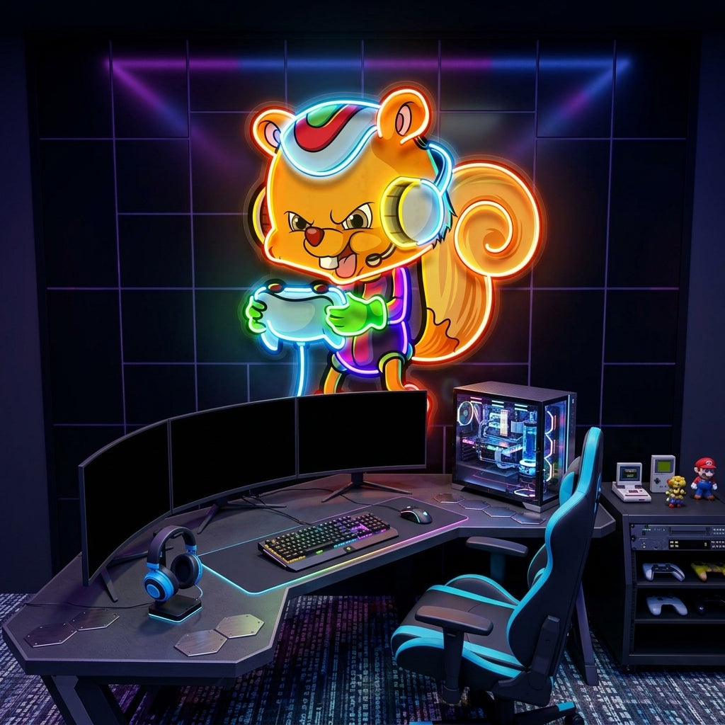 The Gamers Squirrel Esport LED Neon Sign Light Pop Art 11