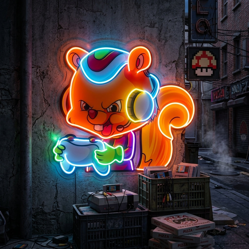 The Gamers Squirrel Esport LED Neon Sign Light Pop Art 2