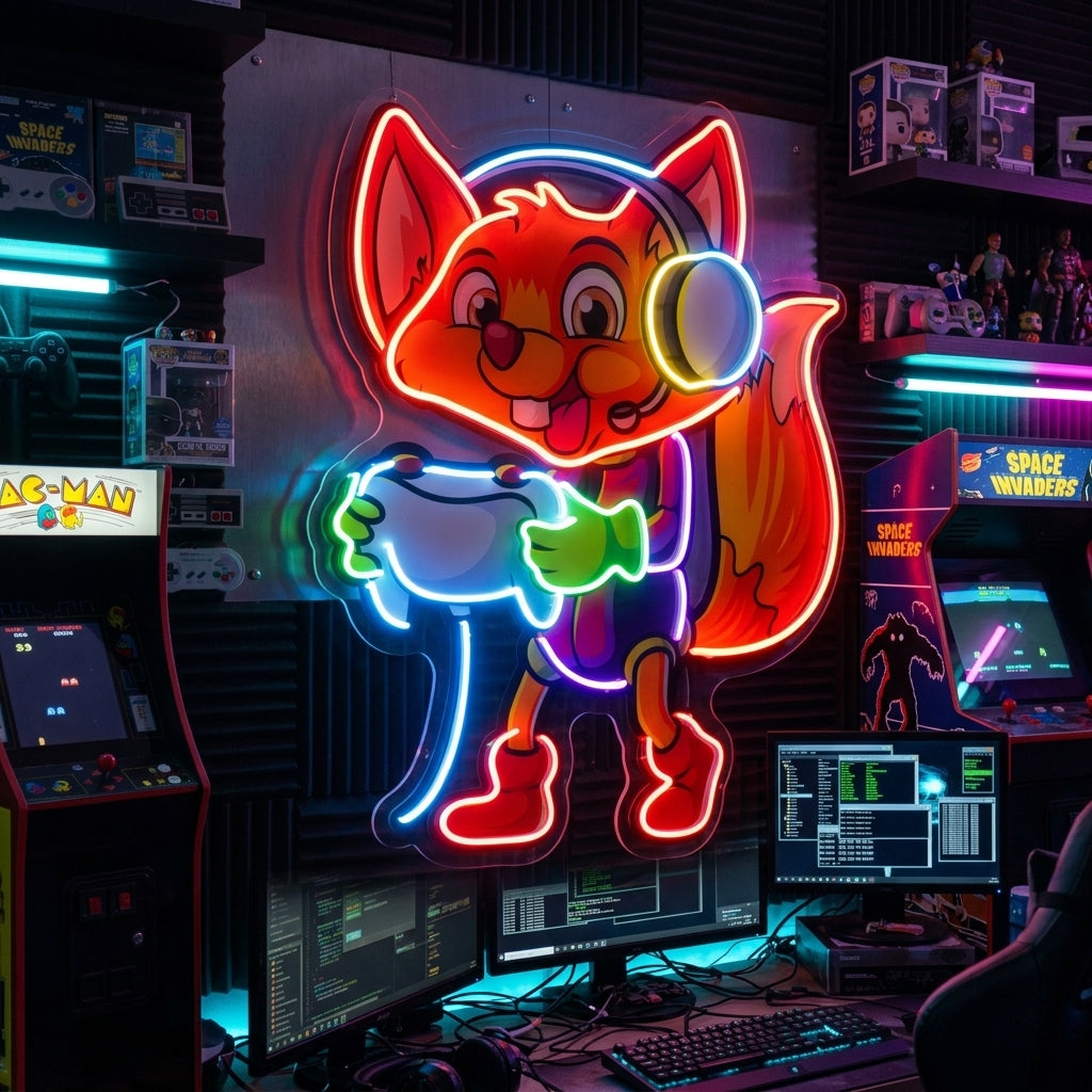 The Gamers Squirrel Esport LED Neon Sign Light Pop Art 3